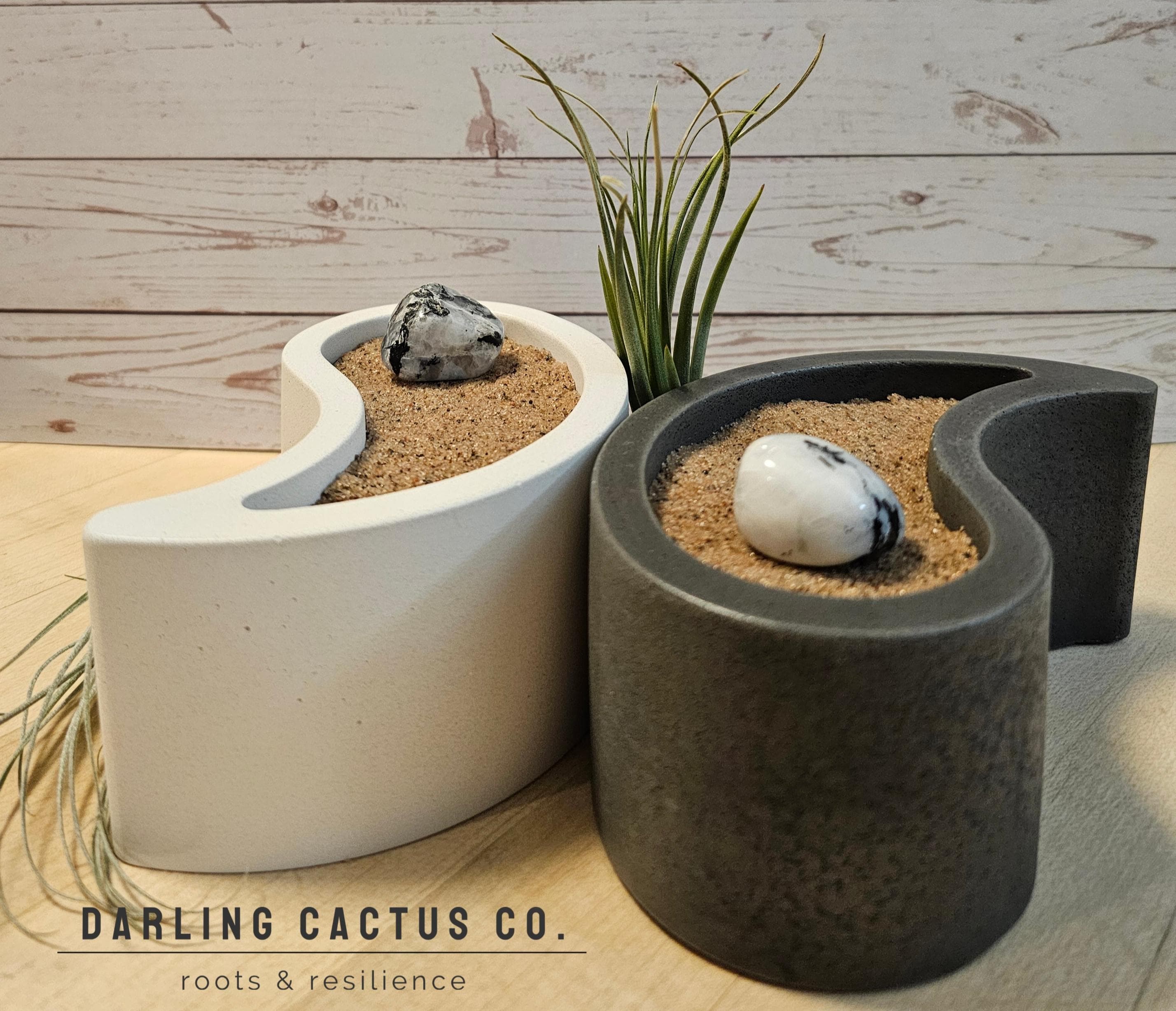 Concrete yin yang planter